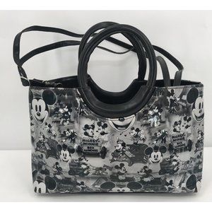 Disney Mickey Minnie Box Lunches All Over Print Purse Handbag Cartoon Comic Gray